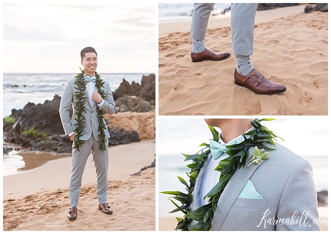 groom beach wedding attire suit with shoes