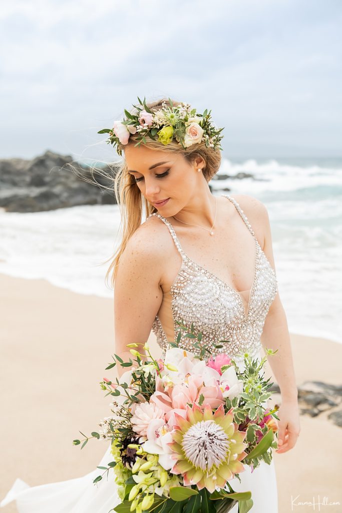 maui wedding - beach - haku lei - inspiration - pearls 