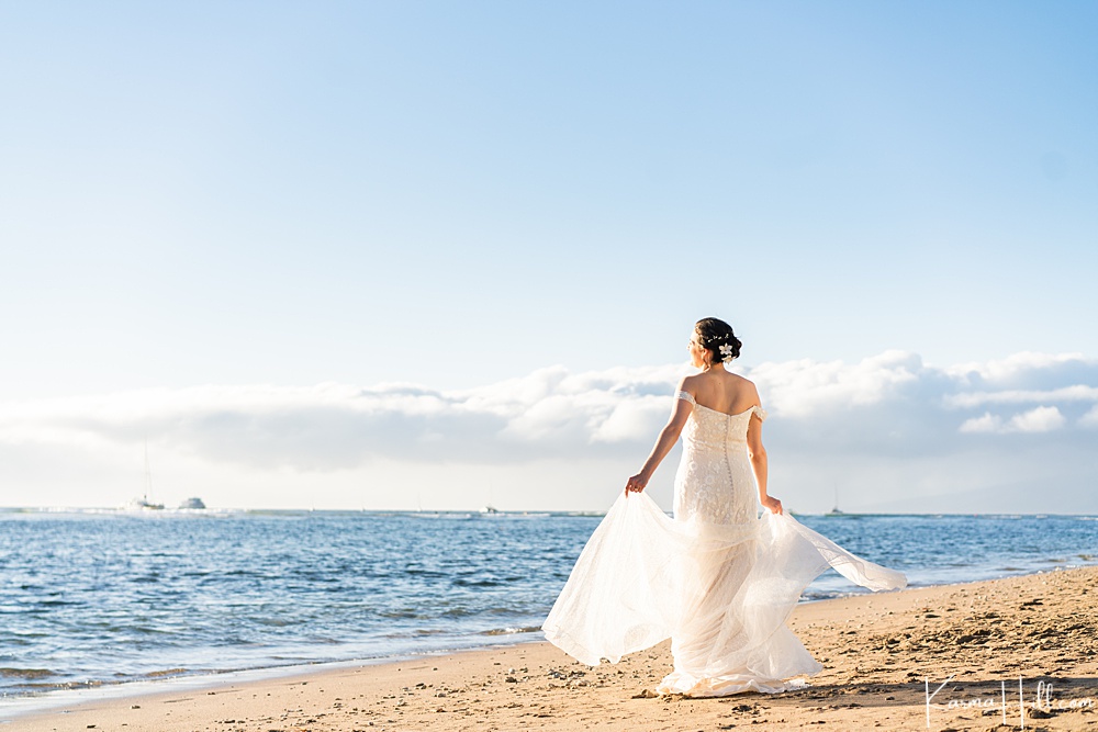 Maui elopements - bride on beach - hawaii 