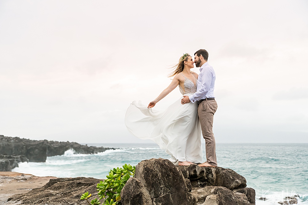 Maui Beach Wedding Packages - couple by ocean - fairy - magical - romantic 