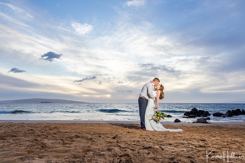 Maui elopement photography - sunset - wailea - pictures - beach - packages - wedding