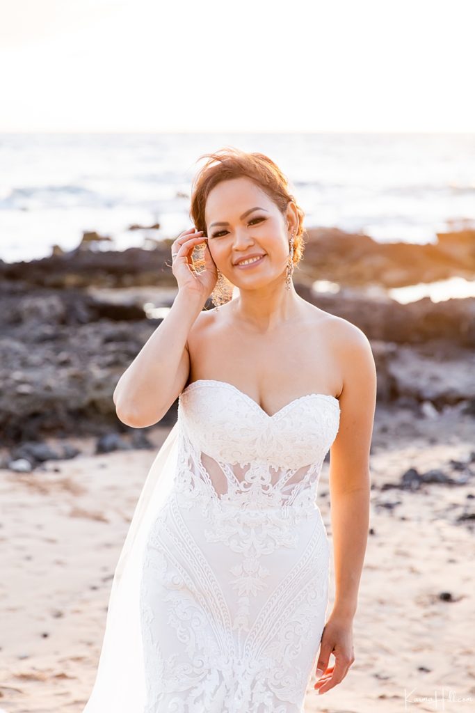 beautiful bride on Maui beach 
