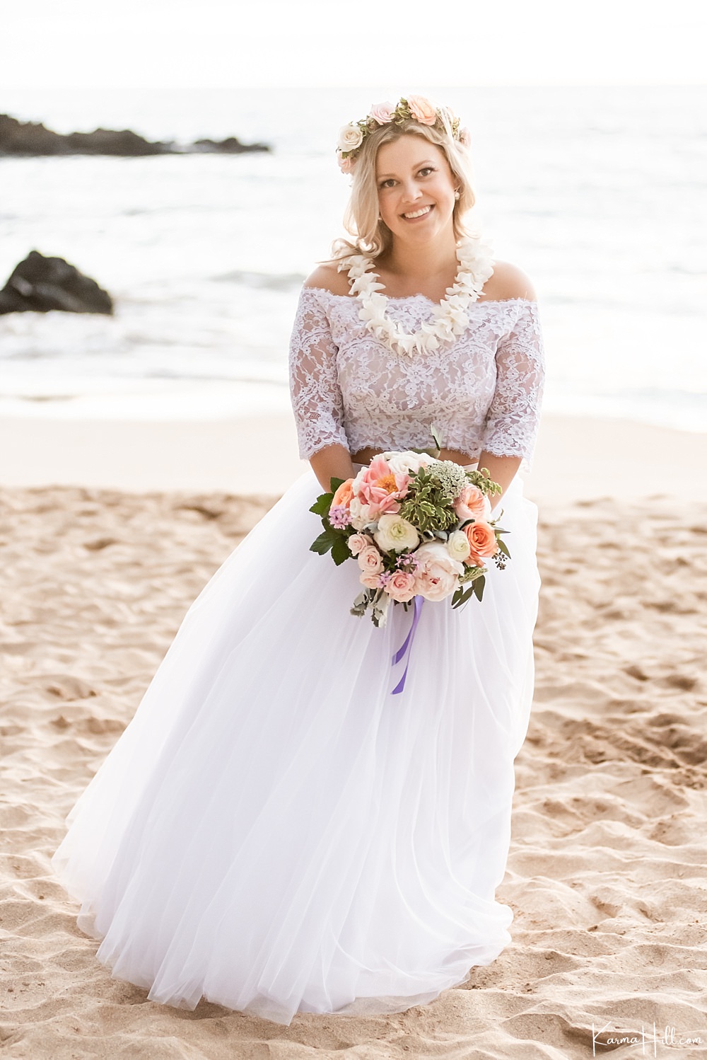 Boho-style Tropical Beach Wedding Dress
