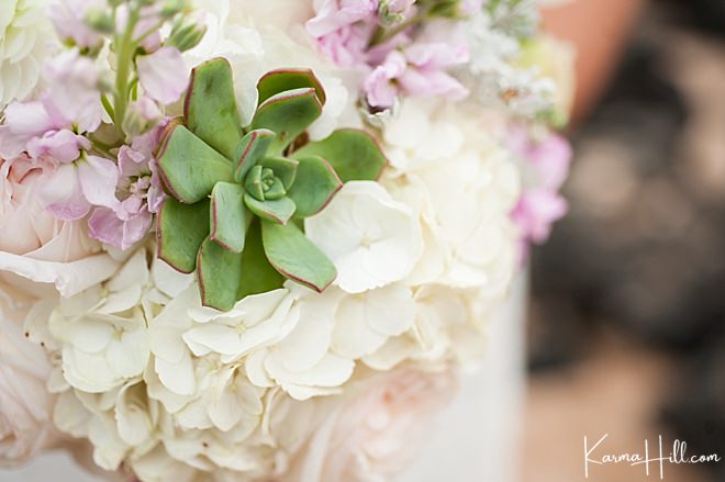 bridal bouquet with green succulent accent 