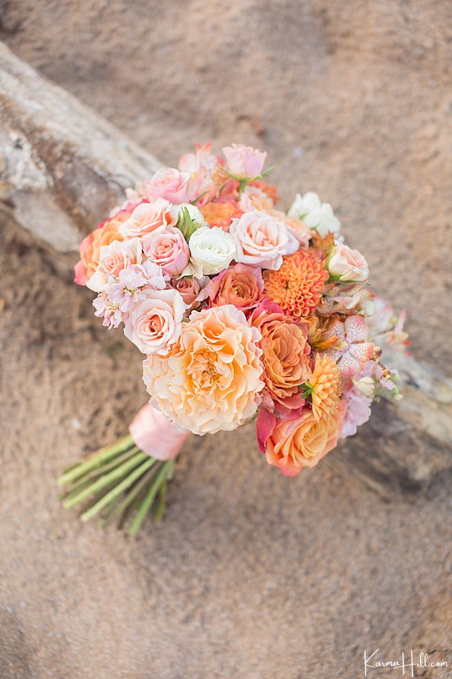 orange peony bridal bouquet 