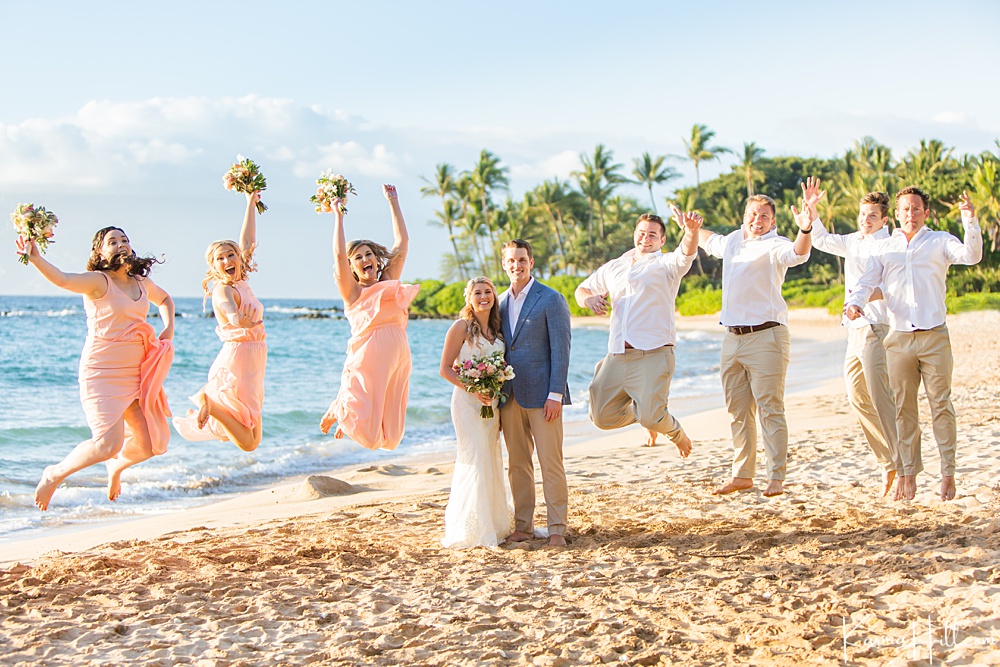 fun beach wedding in maui