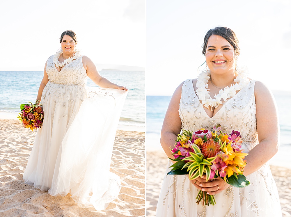 bride on a maui beach 