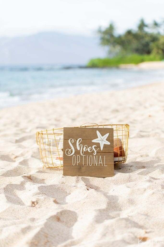 shoe basket for beach wedding 