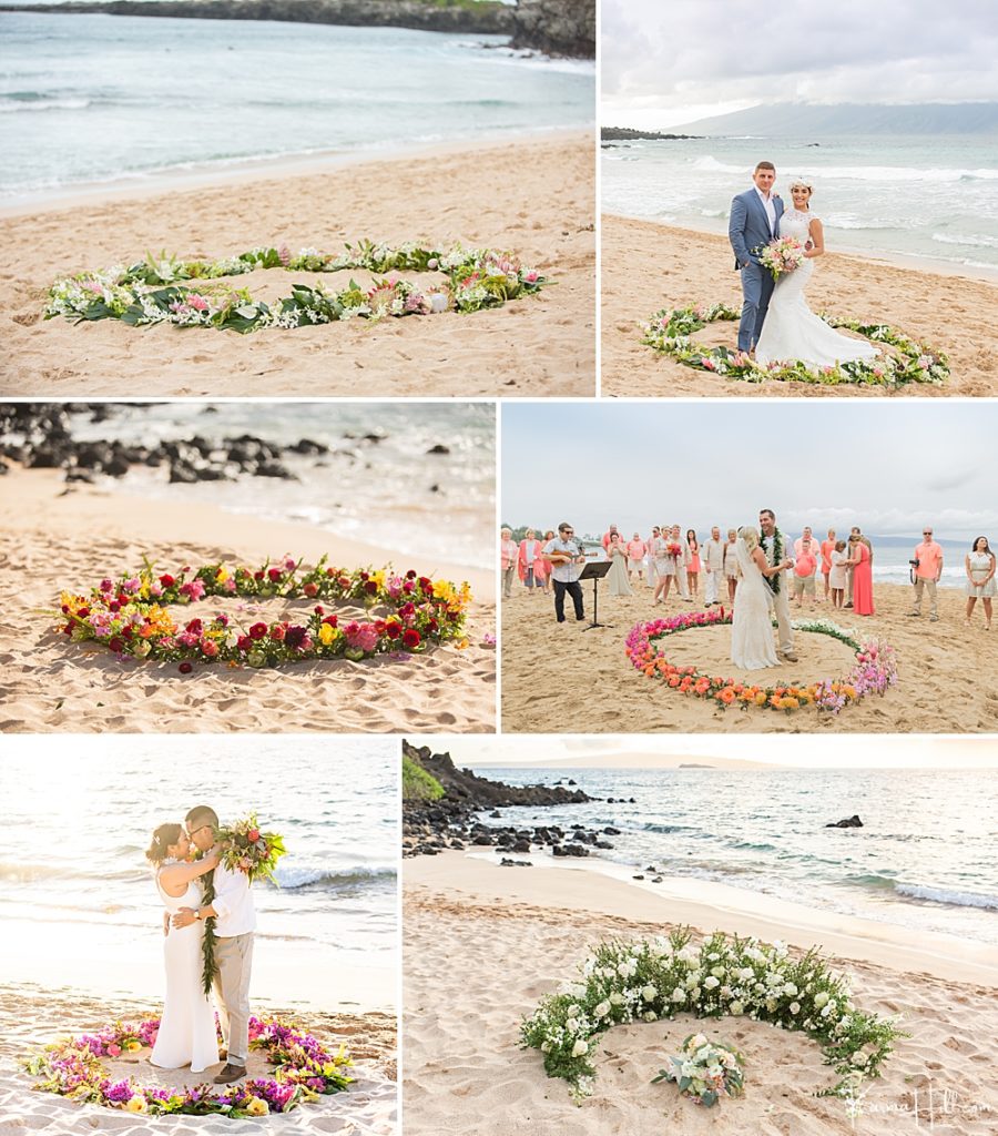flower circle for beach weddings