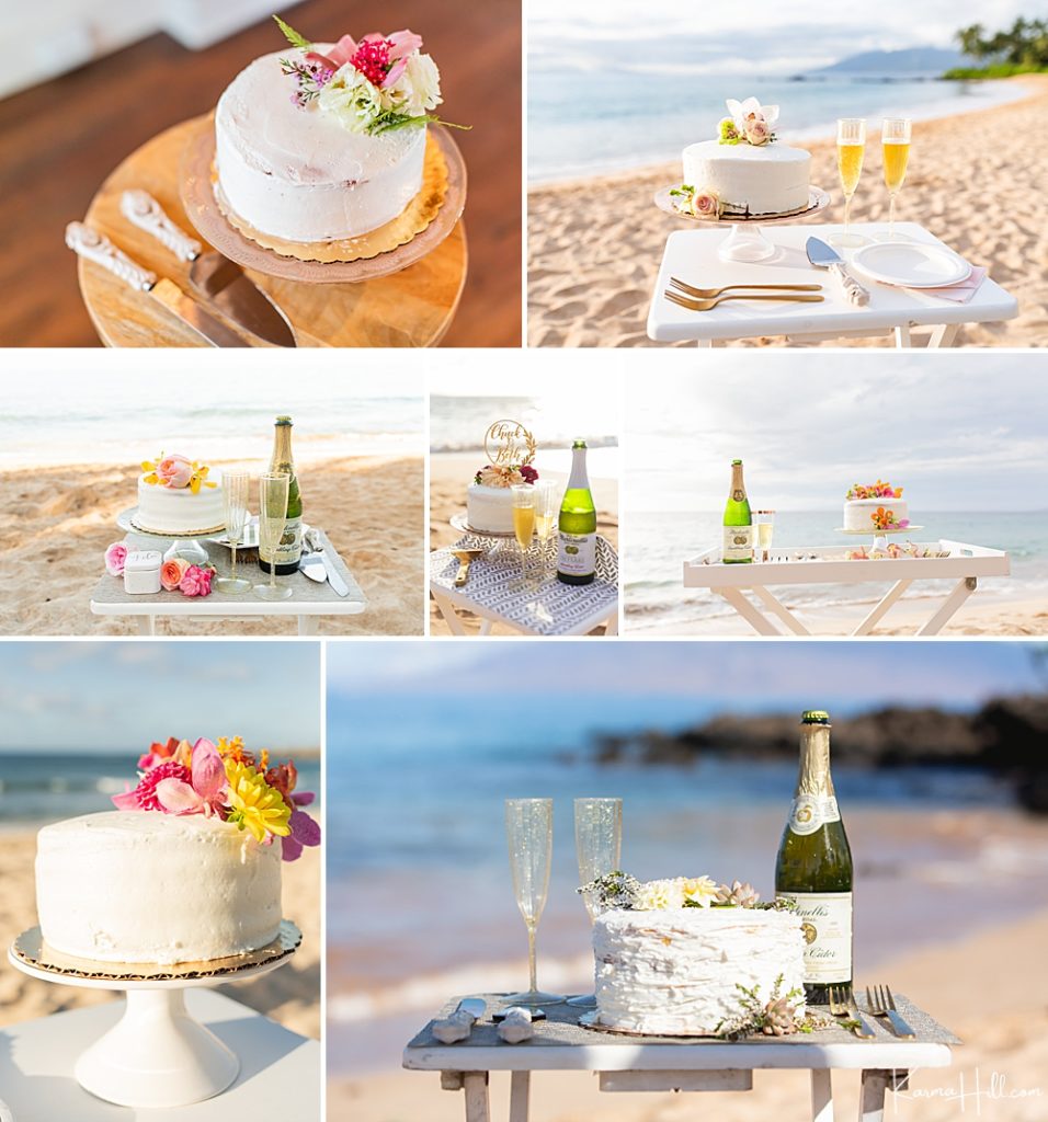 Maui wedding add-ons - cake on the beach 