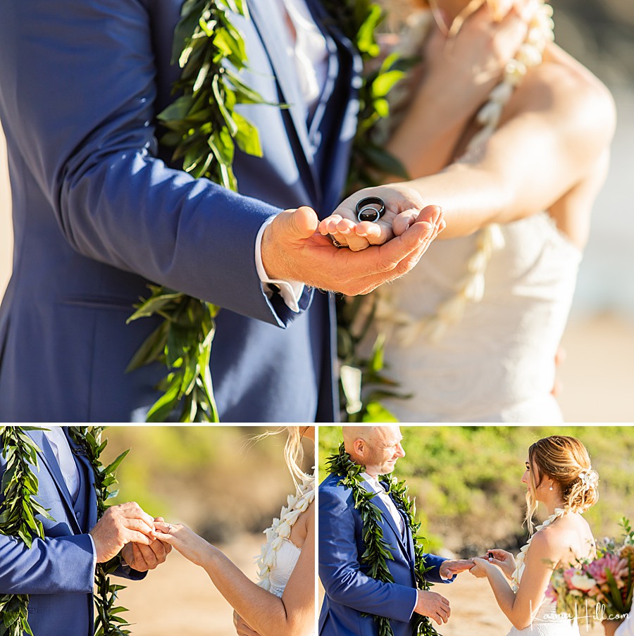 wedding ring shot in Maui 