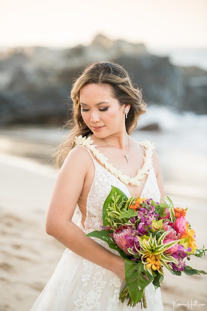 Hawaii bride on the beach 