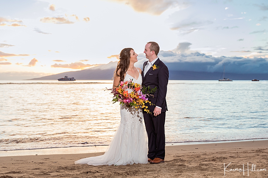 Maui sunset wedding on the beach