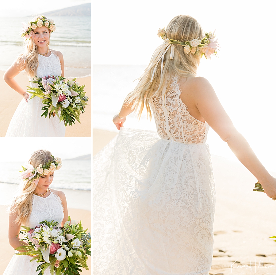 Maui bride on the beach in Hawaii