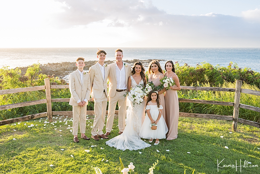 bridal party in maui