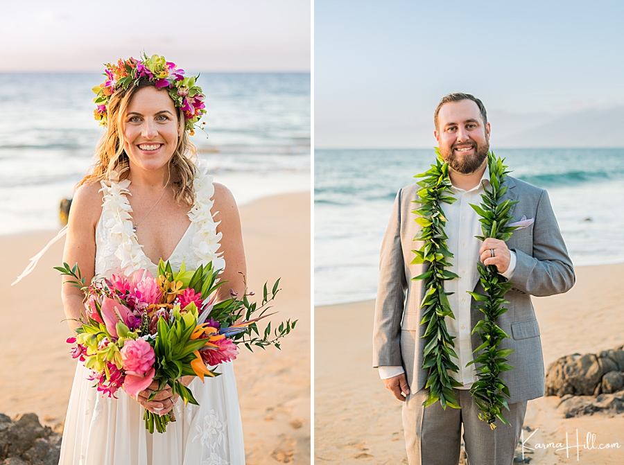 Maui bride and groom 