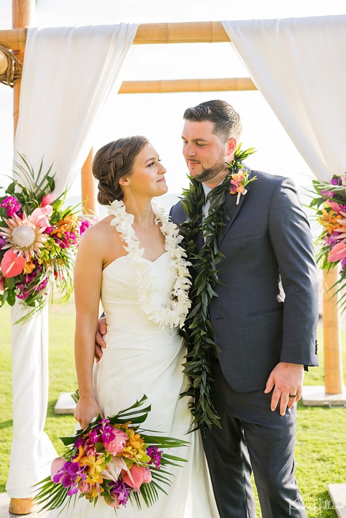 Maui wedding bride and groom 