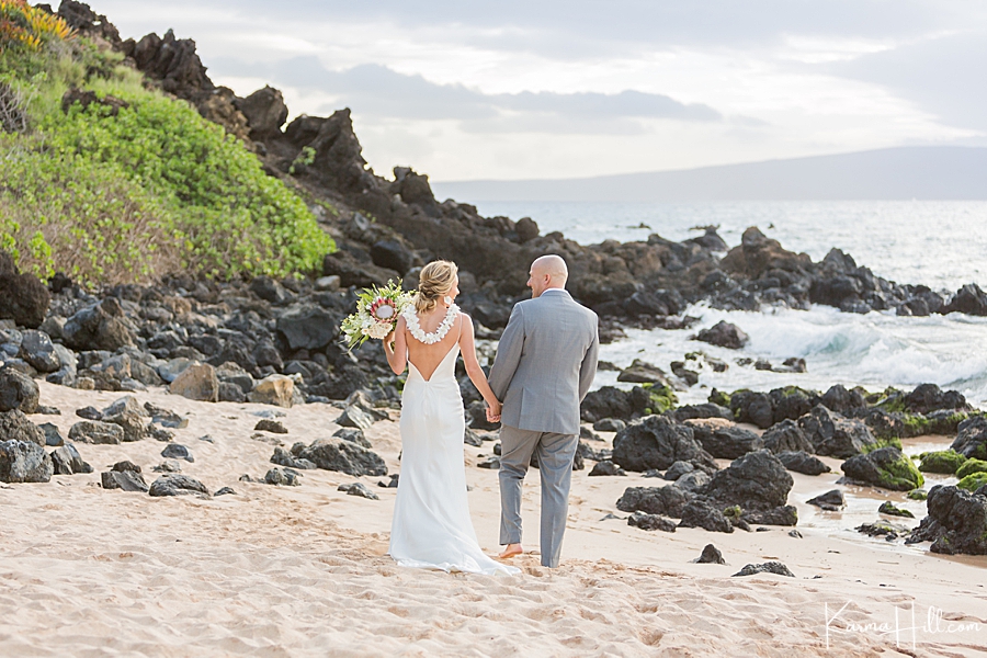 walking on the beach in Maui