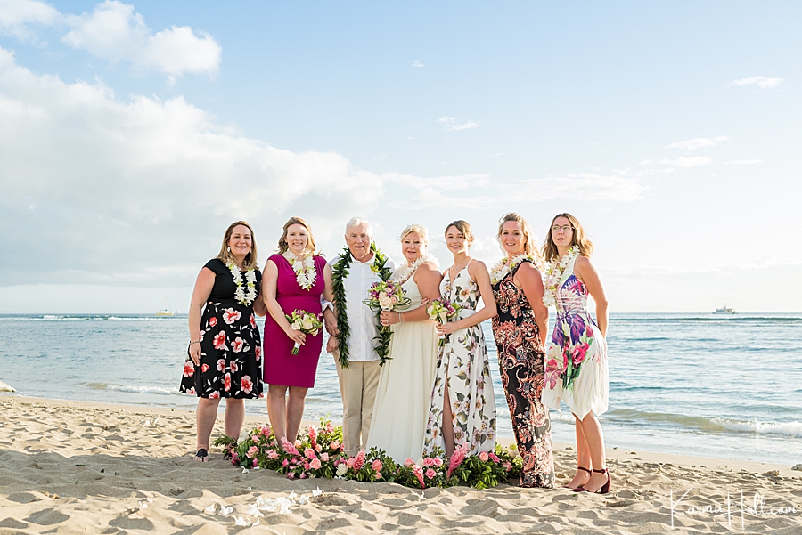 small beach wedding party in hawaii 
