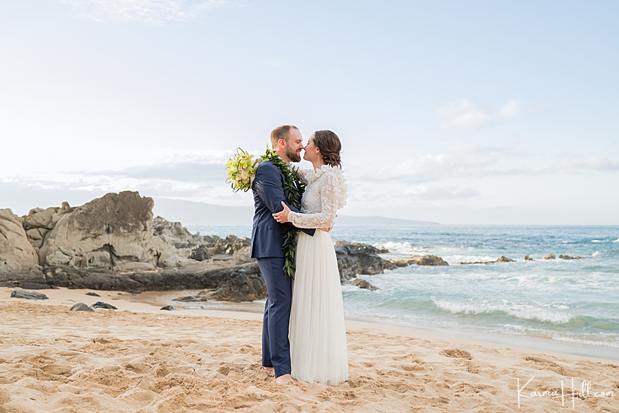 first dance during a beach wedding in hawaii 