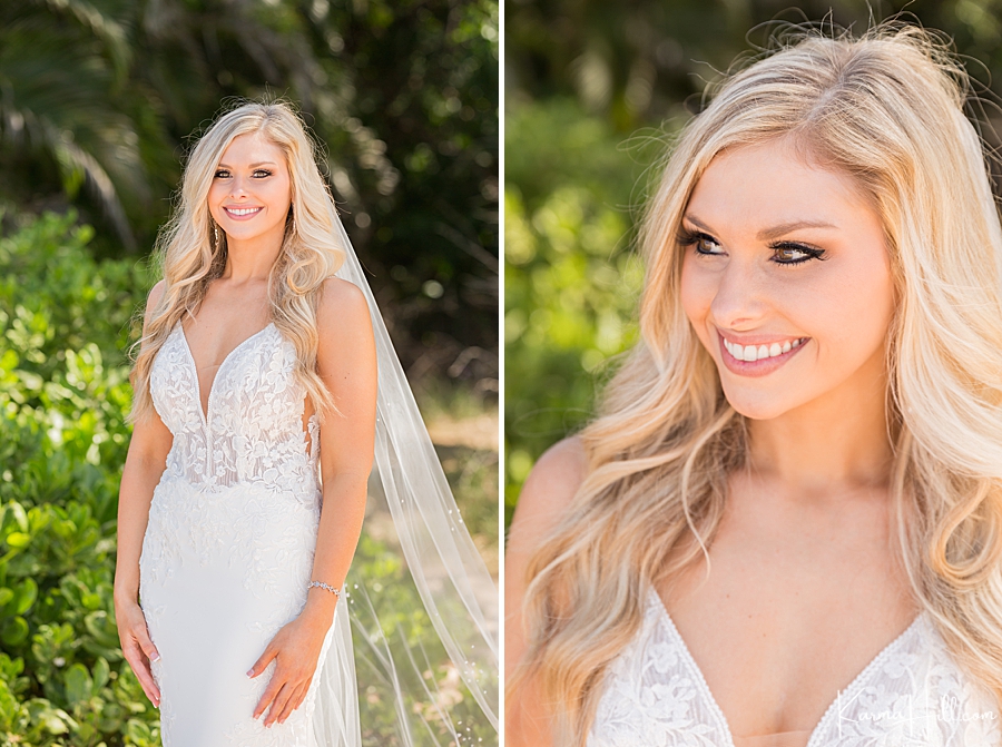 closeup of bride with blonde hair in hawaii 