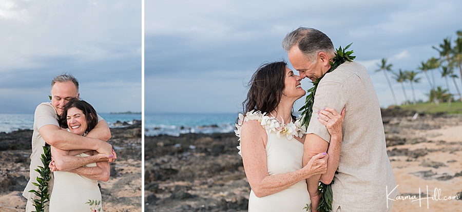 cute photos of older bride and groom married in hawaii 