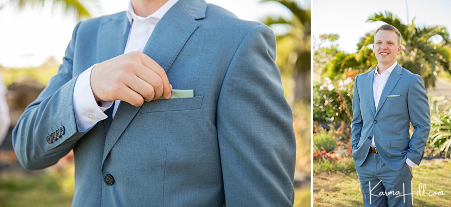 groom in french blue suit