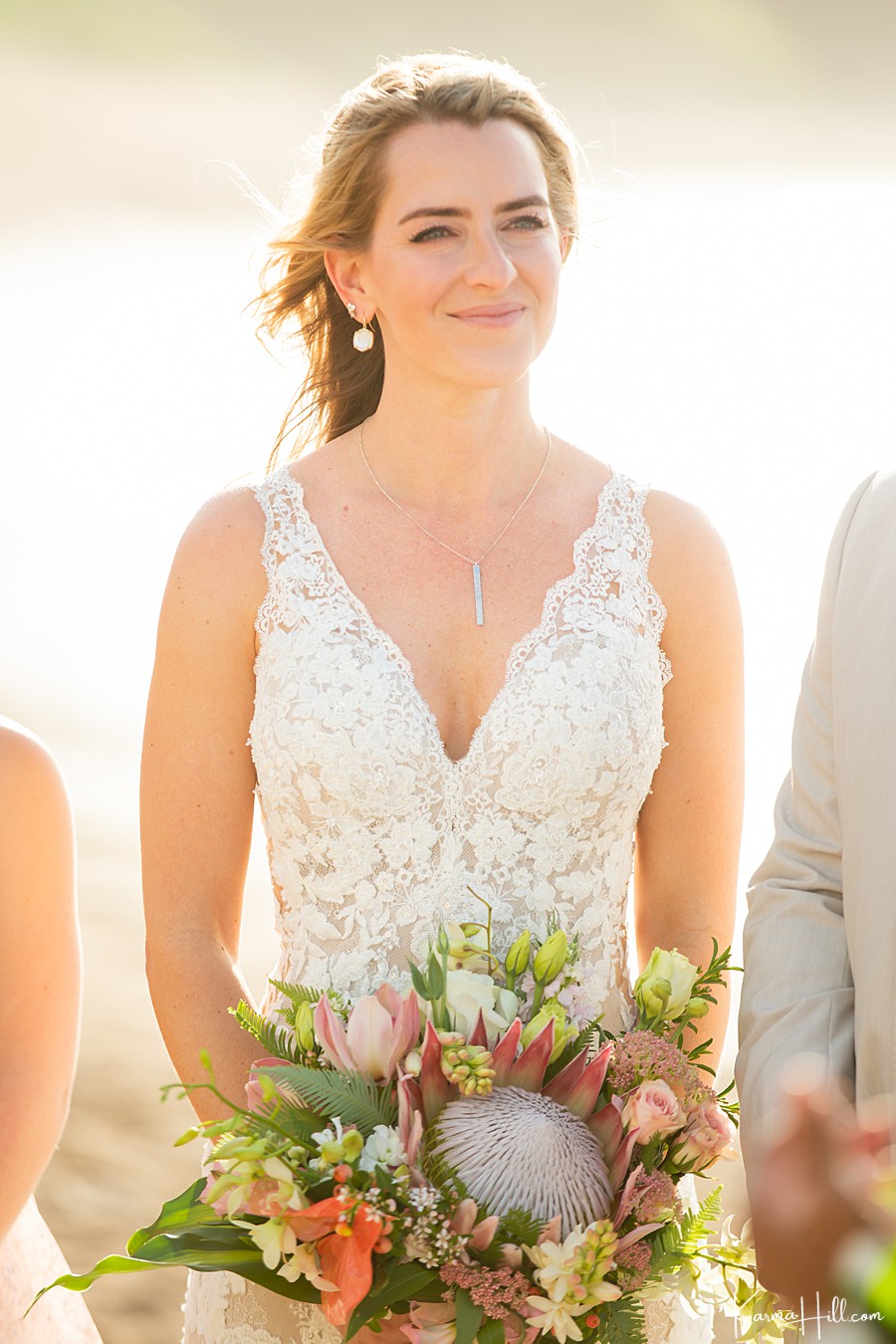 beautiful bride at a real wedding in hawaii on the beach 