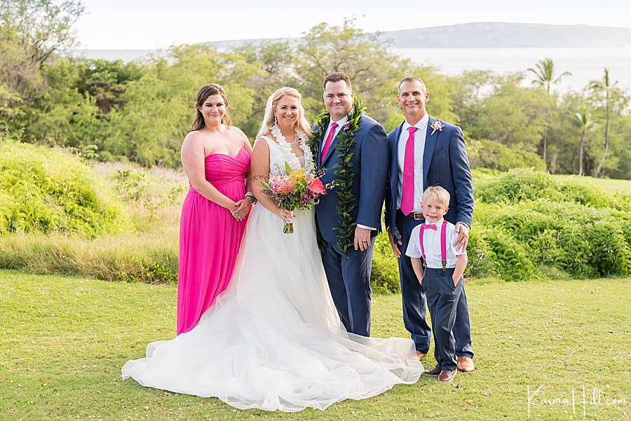 bright pink wedding accent color for hawaii wedding 