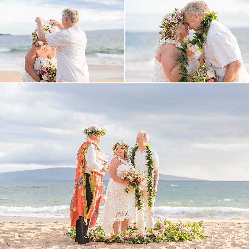 cute real wedding photos of older couple eloping on maui 