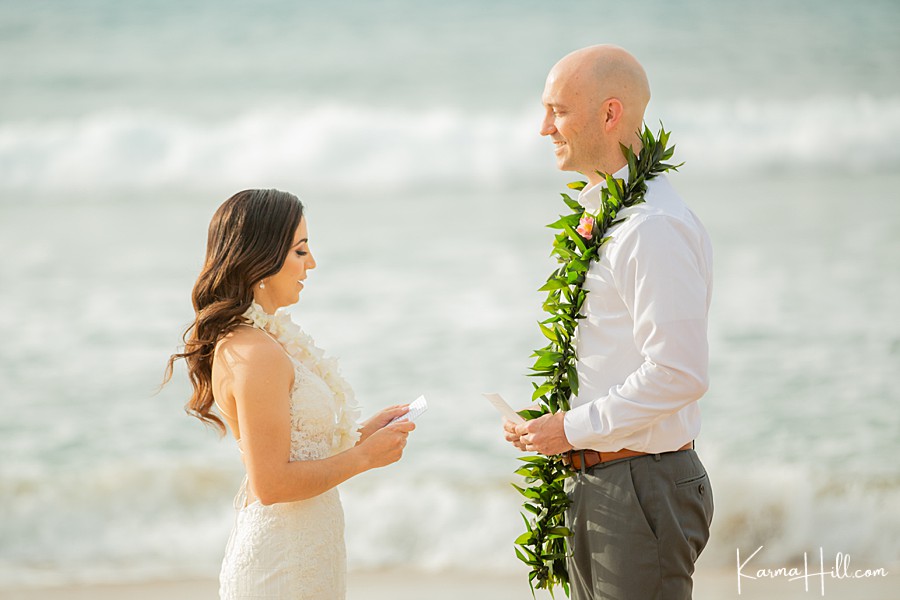 couple share vows on ironwoods beach 