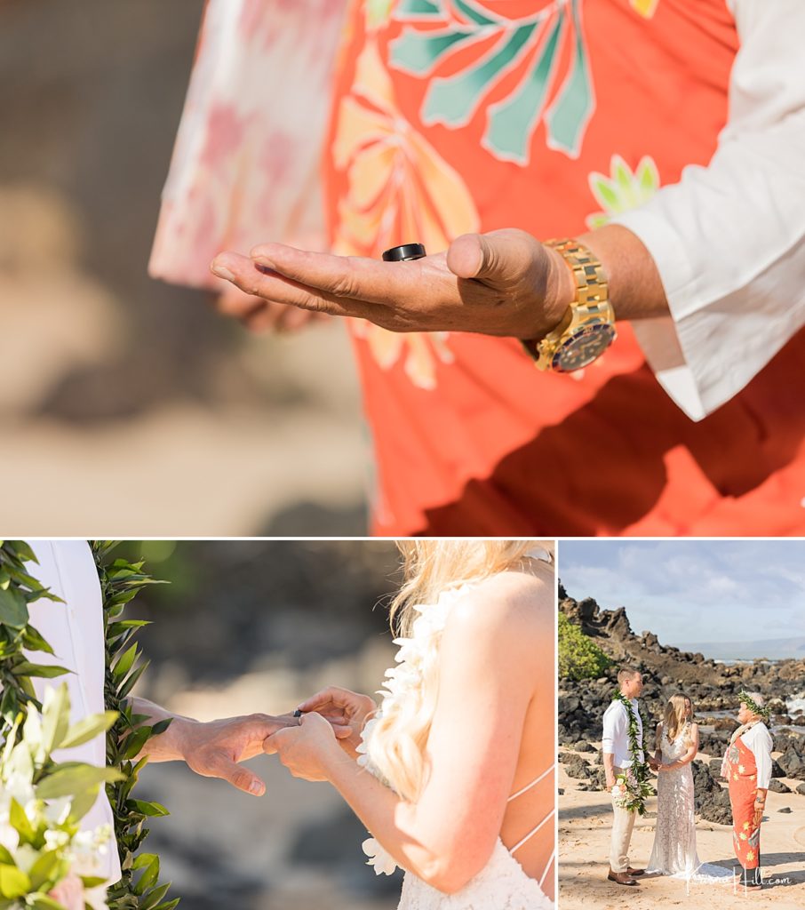 real wedding ring exchange on a maui beach 