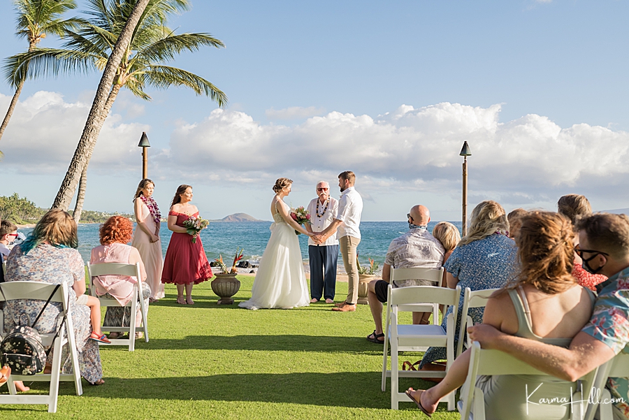 wedding view from the five palms in wailea oceanfront lawn 