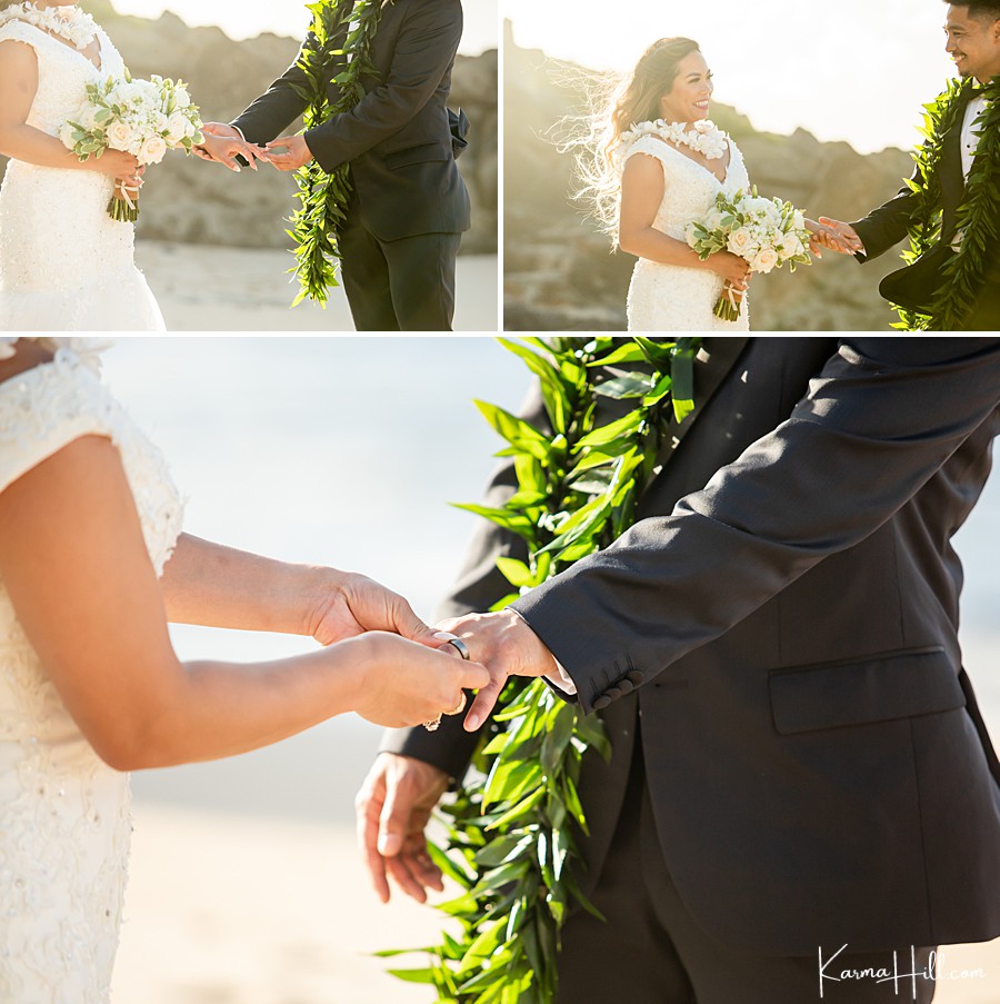 real ring exchange at hawaii wedding 