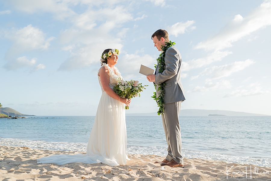 real wedding vow exchange on maui beach 