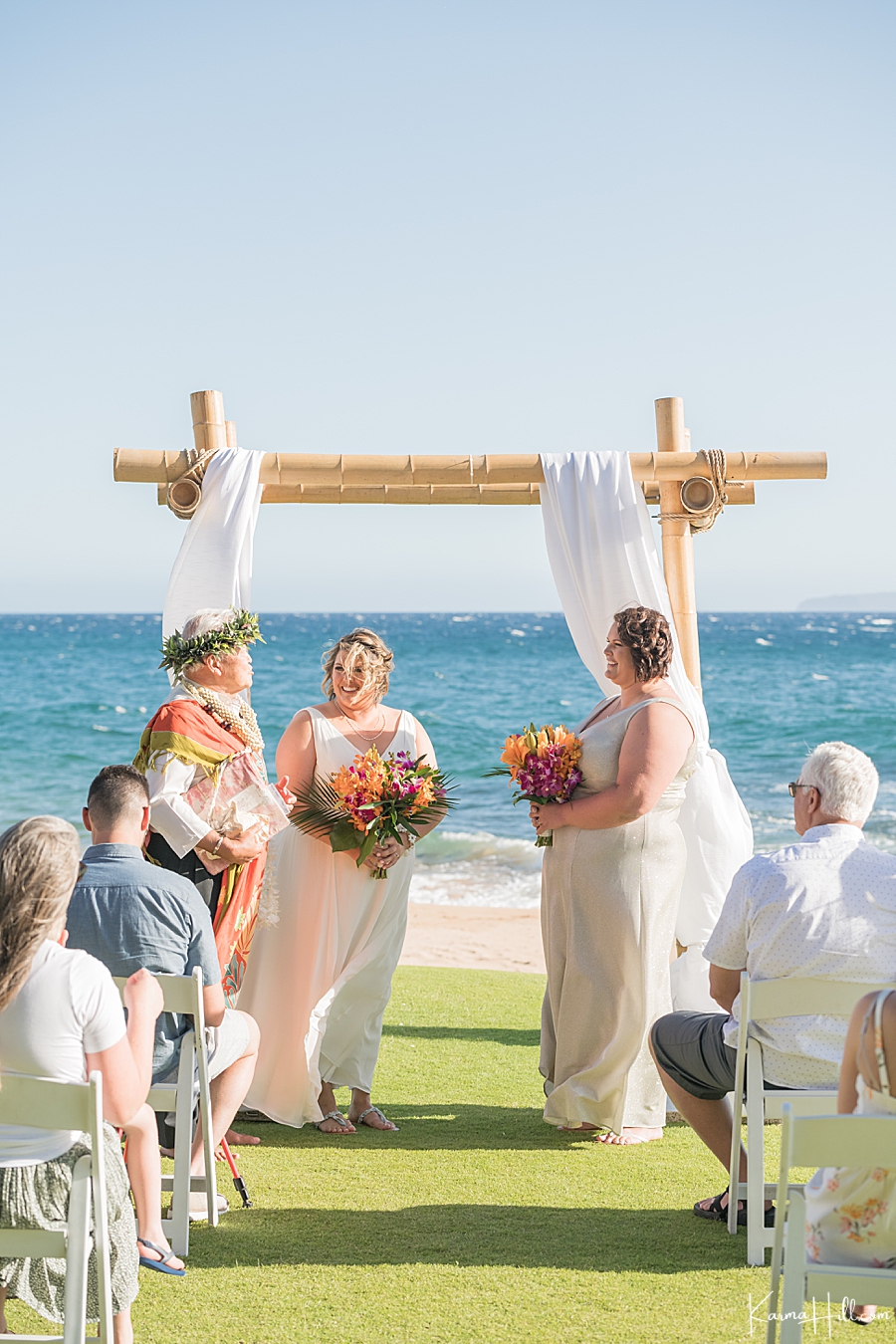 same sex wedding in maui at the 5 palms 