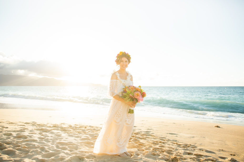 Maui Beach Elopement bride style