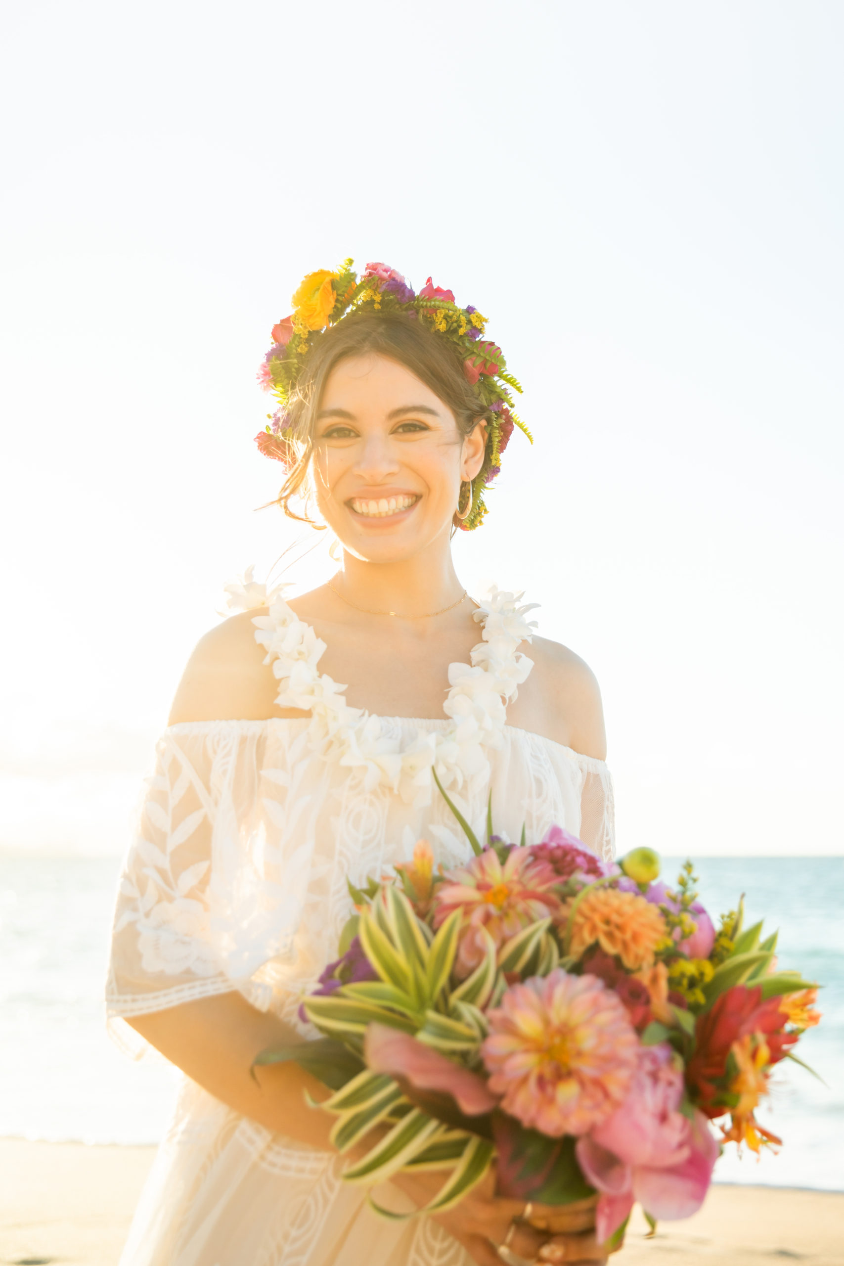 Bride look from Maui Beach Elopement 