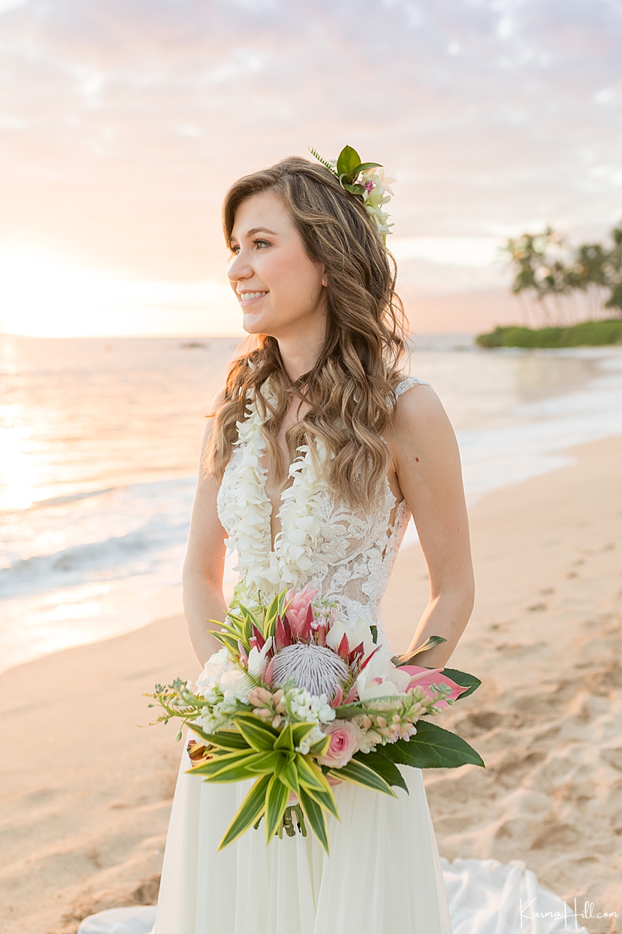 Bride at a Maui Beach Wedding