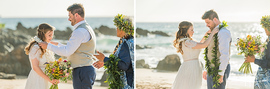 Maui Beach Wedding Ceremony - lei exchange