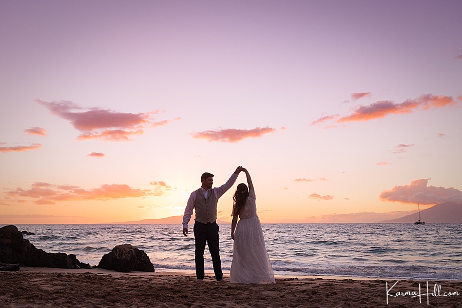 Sunset portrait - Maui Beach Wedding