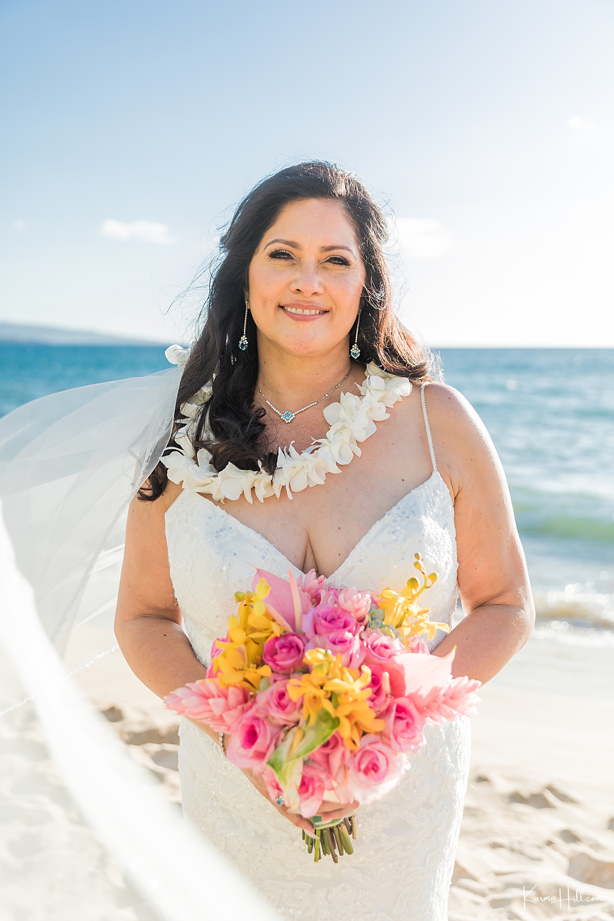 Hawaii Beach Elopement  - bride