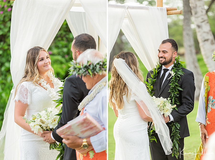 bride and groom at Maui wedding