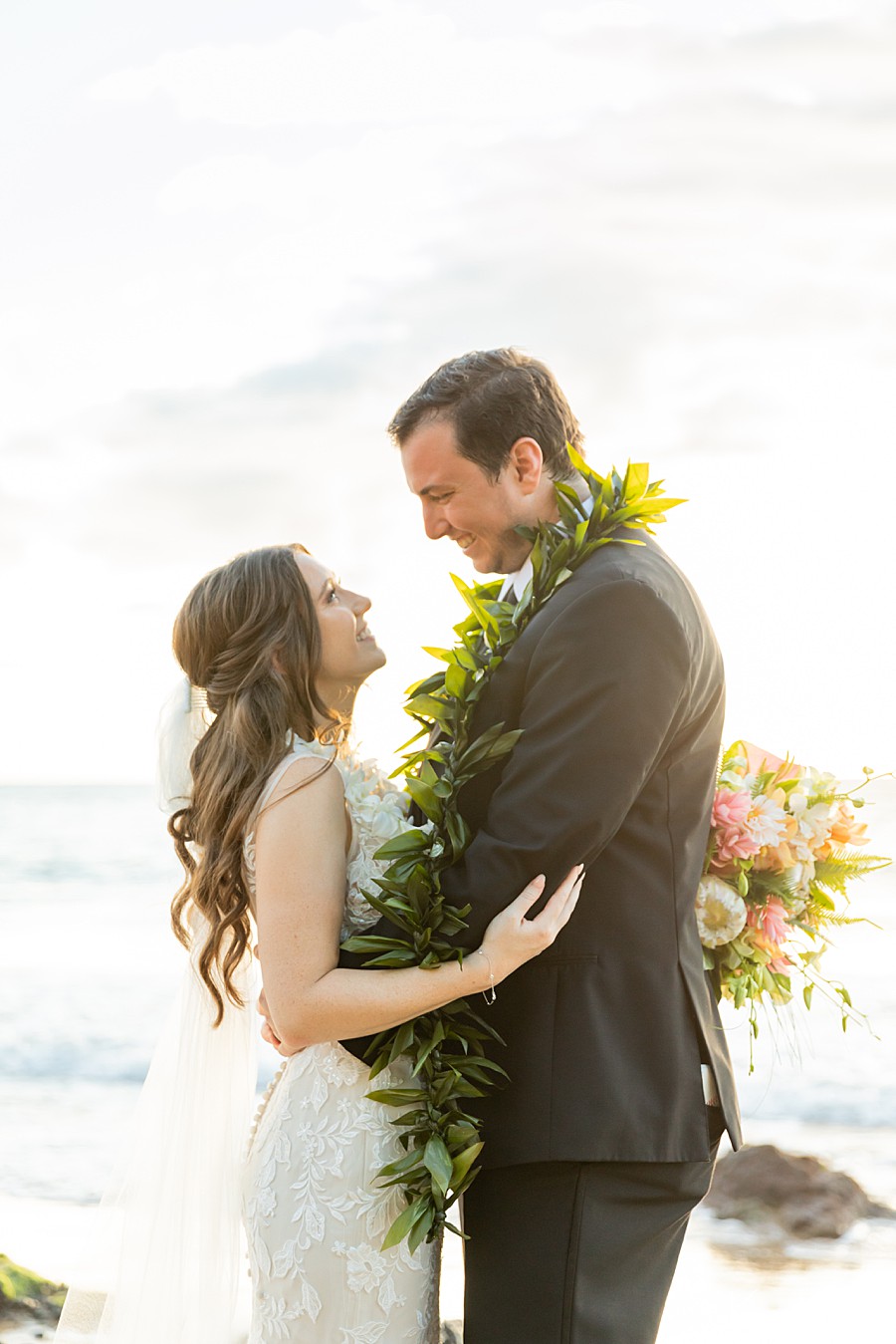 hawaii beach wedding during sunset