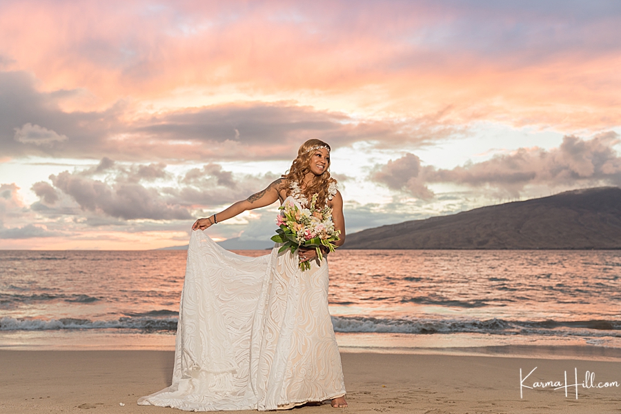 bridal beach wedding looks
