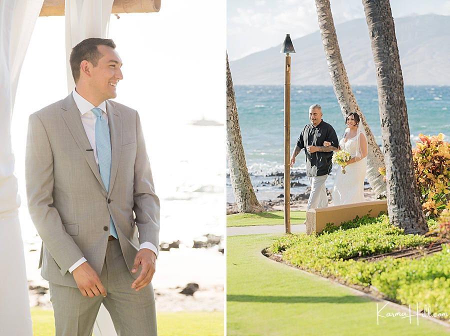 bride and groom hawaii wedding first looks