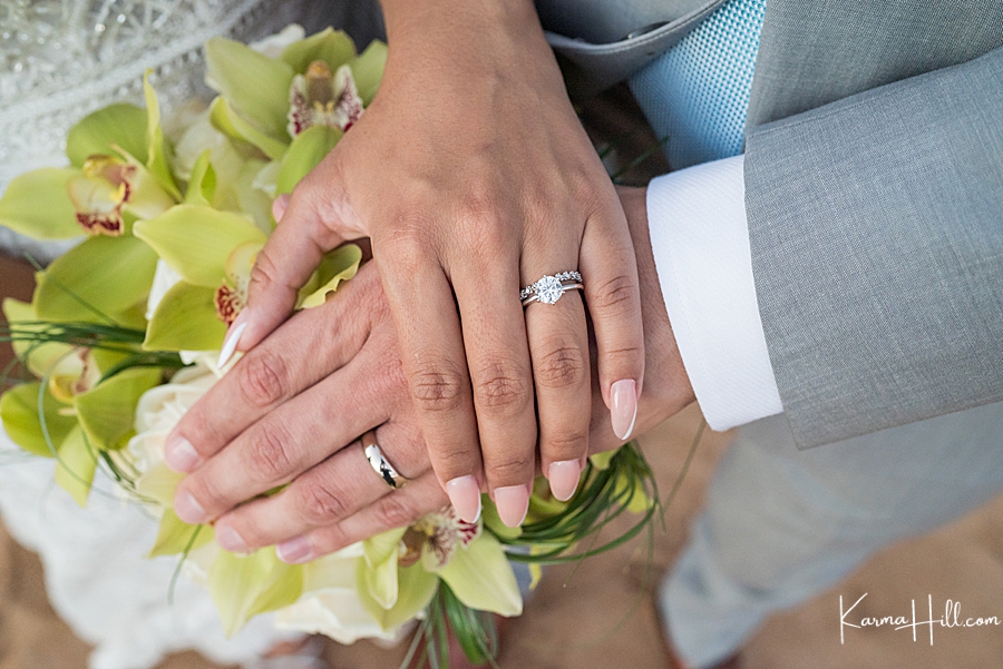 maui wedding ring detail photography