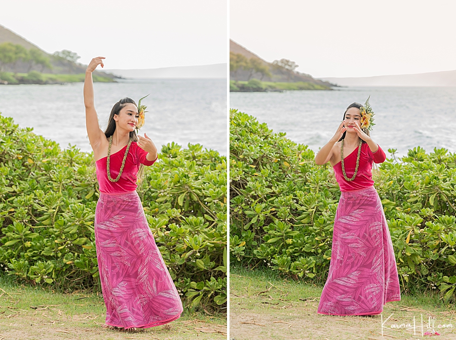 hulu dancer at maui beach wedding