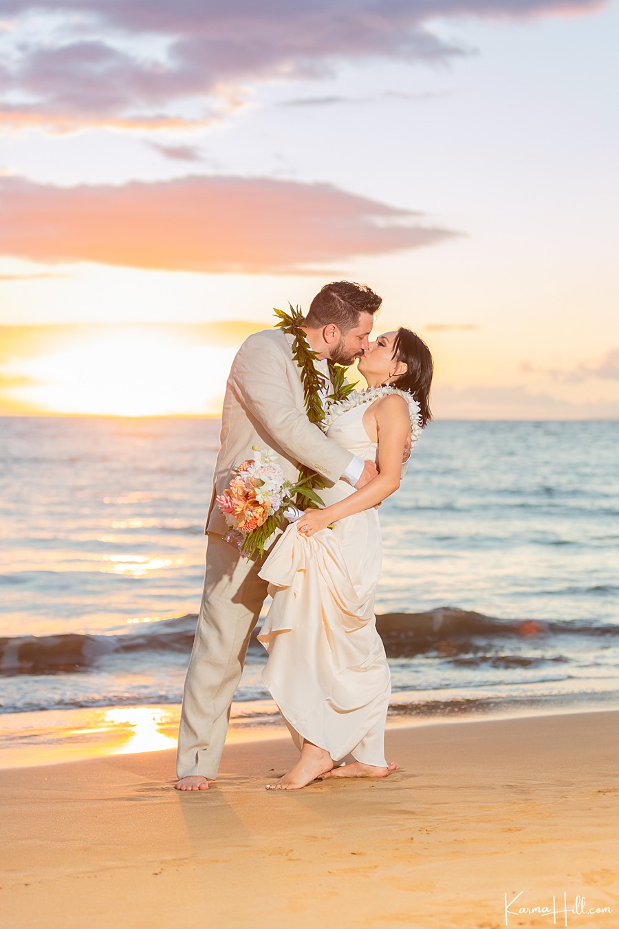 Maui destination sunset wedding 
