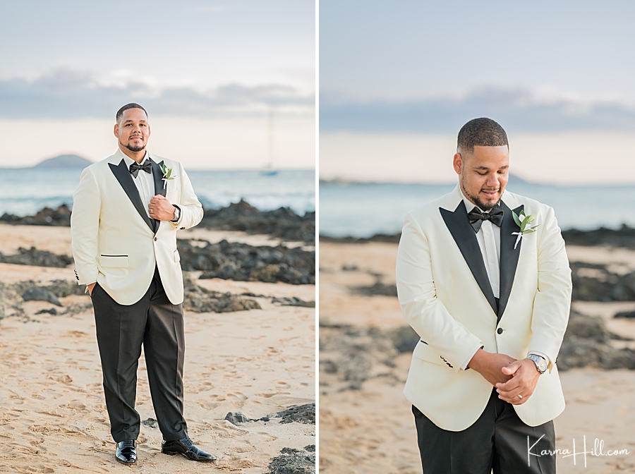 best outfit for groom at maui venue wedding